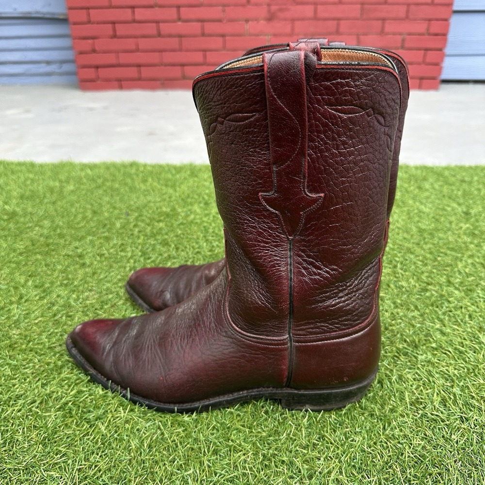 Vintage Lucchese Goatskin Roper Cowboy Boots Mens Size‎ 9 D Cherry Rodeo Western - Picture 8 of 16